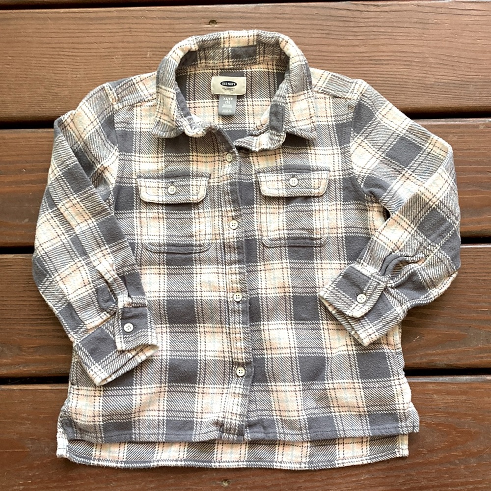 2/$12 | Old Navy pink/gray soft flannel shirt girl XS/5